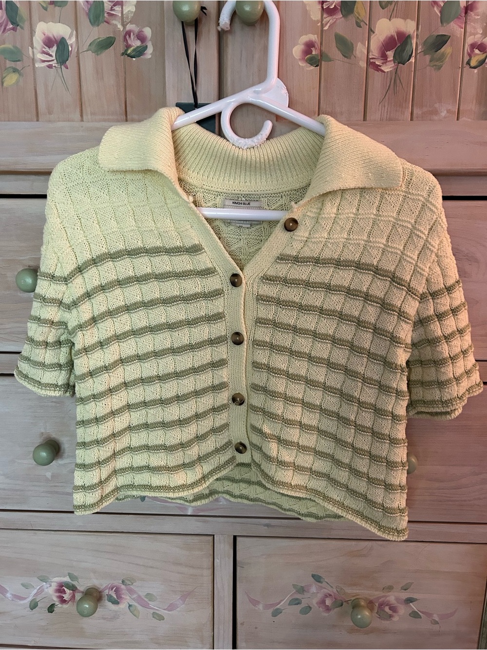 Kimchi Blue Light Green Short-Sleeve Knit Cardigan